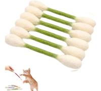 6 Pcs Cotton Swabs Cat Toys with Catnip, Soft Plush Interactive Kitten Kick Sticks, Durable Teething Chew Toys for Indoor Cats, Cute Cotton Buds Shape Catnip Toys (Green)