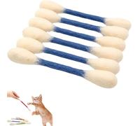 6 Pcs Cotton Swabs Cat Toys with Catnip, Soft Plush Interactive Kitten Kick Sticks, Durable Teething Chew Toys for Indoor Cats, Cute Cotton Buds Shape Catnip Toys (Blue)