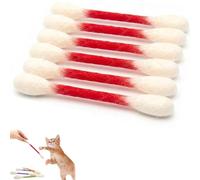 6 Pcs Cotton Swabs Cat Toys with Catnip, Soft Plush Interactive Kitten Kick Sticks, Durable Teething Chew Toys for Indoor Cats, Cute Cotton Buds Shape Catnip Toys (Red)