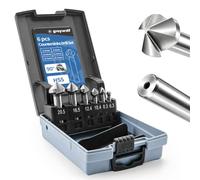 6 pcs Countersink Drill Set, 3-Flute 90 Degree HSS Chamfer Tool Drill Bit, Deburring Chamfer Drill Bit for Metal, Wood, Aluminum, Stainless Steel (6.3/8.3/10.4/12.4/16.5/20.5mm)