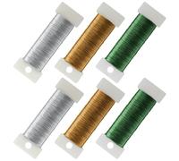 6 PCS Craft Wire 0.35 mm X 50m, Jewelry Wire Made of Robust Galvanized Iron, Does not Break Easily and Does not Rust, Floral Wire for Floristry Jewelry Making Handicrafts (Silver+Gold+Green)