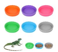 6 PCS Crested Gecko Food and Water Bowl, Reusable Silicone Reptile Feeding Cups for Lizard Anoles Bearded Dragons Tank Terrarium Accessories Supplies for Tortoise, Crab and Small Pet 6 Colors
