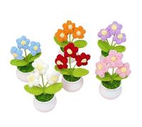 6 Pcs Crochet Flowers Potted, Handmade Knitted Puff Sunflower Decor, Versatile Home Accessory, for Office Desk Car Dashboard Motivational Gifts for Women