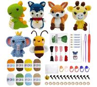 6 Pcs Crochet Kit for Beginners, Crochet Animal Kits, Knitting Kit for Kids and Adults with Step by Step Videos Tutorials, Great Gifts for Crochet Lovers, Great Birthday Gift, Great for a Special Day