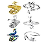 6 PCS Crochet Rings for Fingers UK,Crochet Tension Ring,Adjustable Tension Ring for Crocheting,Metal Crochet Rings,Crochet Accessories for Hand Knitting Beginners and Crochet Lovers