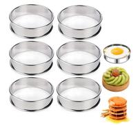 6 Pcs Crumpet Rings, 8.5cm Crumpets Cooking Rings, Stainless Crumpet Rings Non Stick, Round Baking Rings for Muffin, Cake Rings for Baking, Cookie, Pastry, Pancake, Eggs