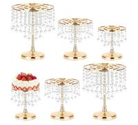 6 Pcs Crystal d Cake Stand Set Round Metal Dessert Holders Cupcake Display for Birthday Anniversary Baby Shower Par Decor & Gifts (2 Small 2 Mum 2 )