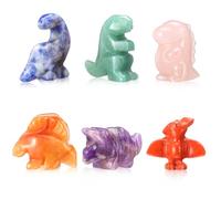 6 Pcs Crystal Dinosaur Figurines - Cute Stone Dinosaur Figures Statue Collection Decor for Women, Men, Desk, Garden, Home