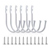 6 PCS Curtain Tie Backs Hooks, Drapery Holdbacks Metal Tie Back Hook with Screws U-Shaped Window Curtain Holder Wall Mounted for Decorative Curtains (White)