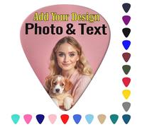 6 pcs Custom Guitar Picks with Photo Text Personalised Guitar Plectrum Set Add Image Logo Name Customised Picture Guitar Pick with A Storage Bag Birthday, Festivals for Men, Women, 0.46mm x 6