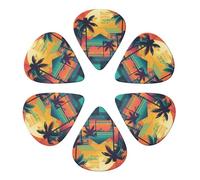 6 Pcs Custom Tropical Plant Silhouettes Guitar Picks for Acoustic Guitar, Violin, Ukulele, Bass