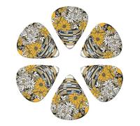 6 Pcs Custom Yellow Black Stripe Guitar Picks for Acoustic Guitars Violin Ukulele Bass