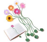 6 PCS Cute Crochet Bookmarks, Embroidered Crochet Flower Bookmark, Cute Personalized Daisy Sunflower Bookmark, Bookish Gifts Book Marks for Reading Women Book Lovers Teachers