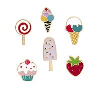 6 PCS Cute Enamel Pins Bag Pins For Backpacks Enamel Pin Set Ice Cream Pins Cake Pins Strawberry Pins Lollipop Pins Pins for Jackets Hat Kid's Women
