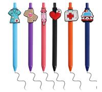6 Pcs Cute Nurse Pens Funny Nursing Pens 1.0mm Retractable Cartoon Ballpoint Pen Gift for Nurses Doctor Medical Assistants Students Healthcare Workers Appreciation Gift Nurse Accessories for Work