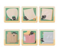 6 PCS Cute Sticky Notes, Adorable Cat Sticky Notes, Cute Stationary Set with Backing Cards, Thick Paper Memo Pads for Office, School, Home, Gift for Cat Lovers