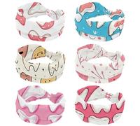 6 PCS Cute Teeth Women Headbands Wide Hair Wrap Extra Turban Head Bands for Lady Large Sport Workout Stretch Non-slip Big Hair Bands
