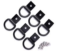 6 Pcs D-Ring Tie Down Anchors 1/4" Heavy Duty Steel Tie Down Hooks for Truck, Trailer, Camper, Warehouse, Garage, Boat, Cargo Control Surface Mount, D Ring with Screws, Black
