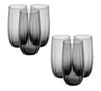 (6 Pcs Dark Grey 500ml) Linka Coloured Glasses Tall & Short Cocktail Tumblers