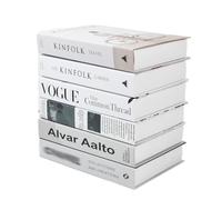 6 PCS Decorative Faux Books, Hardcover Fake Book Set, Foldable Display Stacked Moderns for Home Table and Shelf, Create Sophisticated Atmosphere