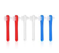 6 Pcs Denture Brush Dual Head Portable Denture Toothbrush Small Hard False Teeth Toothbrush for Care Cleaner Clear Brace Mouth Guard (Blue, Red, White)