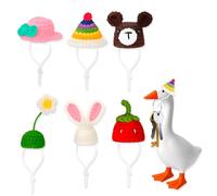 6 Pcs Desk Goose Outfits 7 Inches, Desktop Goose Mini Knitted Hats with Adjustable Strap Mini Porch Goose Headwear for Magnetic Goose Statue, Cute Decoration for Home & Office