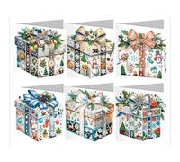 6 Pcs Diamond Art Painting Christmas Cards with Envelopes DIY Kits 5D Diamond Art Greeting Cards Special Shaped Rhinestones by Number Art Crafts Christmas Cards for Holiday New Year Family Friends
