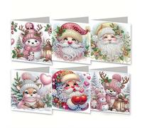 6 PCS Diamond Art Painting Christmas Greeting Cards - DIY Snowman Craft Card Making Kits for Adults & Kids, 11.70 Inch Paper Xmas Postcards with Tutorial, Personalized Holiday Gifts & Home Crafts