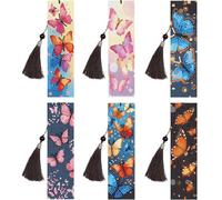 6 Pcs Diamond Painting Bookmarks,Butterfly Diamond Art Bookmarks with Tassel, Diamond Art Painting Kits for Beginners Adults DIY Art Craft Gifts Book Decors (Butterfly)