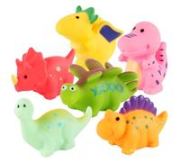 6 PCS Dinosaur Bath Toys No Hole Waterproof Floating Dinosaur Bathtub Toys for Toddlers Soft Rubber Dinosaur Pool Toys Summer Party Supplies for Baby Boys Girls 1-6 Years Old Birthday Gift
