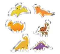 6 Pcs Dinosaur Cookie Cutter Set Stainless Steel Sandwich Cutters Cookie Cutter Baking Mould Dinosaur Mould for DIY Fondant Pastry Cake Decoration