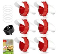 6 PCS DIY Chicken Feeder, Automatic Chicken Feeder with 1 Hole Saw No Waste Poultry Feeding System Gravity Safe Plastic Set Bins Troughs for Buckets Bins Barrels Troughs