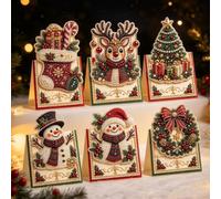 6 pcs DIY Christmas Pearl Art Painting Greeting Cards with Envelopes (#B) | 3D DIY Merry Christmas Cards,Pearl Art Kits for Adults,DIY Holiday Craft,Fun Creative Activity,Christmas And New Year Gifts