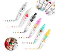 6 Pcs DIY Decoration Tape Pen,Cute Erasers Magic Pens for Kids,Scrapbooking Stickers Diary Decor Tape Roller Pen for Adults (6PCS)