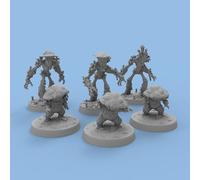 6 Pcs DND Myconids Adults Sprouts Miniature Bulk Mushroom Figures Models 3D Printed Unpainted Miniature for TRPG Tabletop Gaming Collectible, Fantasy World, Ideal Gift for Dungeon Masters