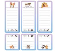 6 Pcs Dog Magnetic Notepads for Refrigerator 3.5" x 9" Dogs Grocery Shopping List Magnet Fridge Notepad Fun Decorative To-do Lists Magnetized Pads Teacher Coworker Office Supplies, 50 Sheets Per Pad