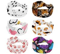 6 Pcs Dogs Collection Multi Animal Headbands Hair Accessories - Wide Knotted Bow Headband, Turban Headwraps for Women and Girls