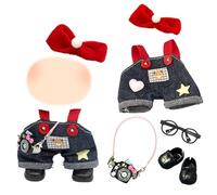 6 Pcs Doll Clothes 17cm Dolls, 17cm Doll Clothes Accessories Set with Bear Back Jeans Bow Hair Bands Bags Eyeglasses Shoes Premium Outfit for Birthday Holiday Present Boy Girl