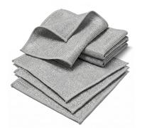 6 Pcs Double Layer Stainless Steel Wire Cleaning Cloths, 20x20 cm Steel Mesh Dishwashing Cloth Reusable Metallic Wire Dishcloth Rag Non-Scratch Scrubber Pads for Kitchen Dishes Cookware Sink Stove Top