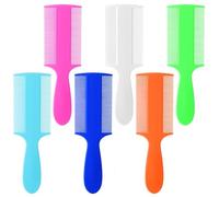 6 Pcs Double Sided Fine Tooth Comb Lice Flea Removal Comb Portable Plastic Grooming Combs with Handle Effective Dandruff Cleaning Tool for Newborn Baby Adults Children Pets Daily Hair(6 Colors)