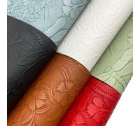 6 Pcs Dragonfly Flower Embossed Faux Leather Sheet, 8 x 12 Inch Flower Butterfly Bump Synthetic PU Leather Fabric for DIY Handicrafts Keychains Pouches Making