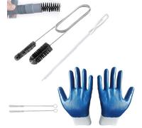 6 Pcs Drain Unblocker Tool Set, Flexible Drain Cleaning Brushes, Double Ended Hose Pipe Cleaning Brush with Sink Cleaning Brush, Bottle Brushes, Rubber Gloves, Pipe cleaner for Sink Drain, Drain Hole