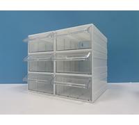 6 Pcs Drawer Stacking Storage Cabinet, White Plastic Drawers Storage Closet & 18 Pcs Clear Dividers Organizer Rack & 12 Pcs Tag Card for Home Office School