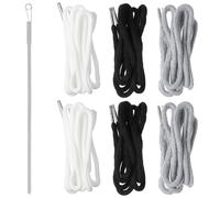 6 Pcs Drawstring Replacement, Universal Drawstring for Sweatpants 55.9 Inch Drawstrings Cord with Spring Threader Tool for Shorts Pants Jackets Coats Hoodies