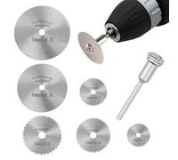 6 Pcs Drill Cutting Disc, HSS Cutting Discs for Dremel Rotary Tool, Rotary Drill Saw Blades with Straight Shank Mandrel, Circular Saw Blades for Metal Cut, Wheel Cutting Blades for Drills Rotary Tools