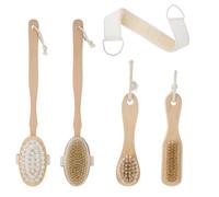 6 Pcs Dry Brushing Kit Face, Back Scrubber for Shower with Long Handle, Dry Brush with Dual Soft and Stiff Brush Head, 2-in-1 Face Exfoliator Brushes, Body Scrub Kit for Massage