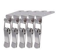 6 Pcs Duck Mouth Buckle Hook 90 Degree Wooden Box Closure Lock Spring Loaded Draw Toggle Clamp for Suitcase Cabinet Door Hasps for Drawer Cabinet Case(Silver 1)