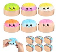 6 Pcs Dumpling Squishy, Squishy Dumpling Toy, Mystery Dumplings Squishies Toy with Steamer Box, Giant Dump-ling Squish-y,Soft Squeeze Anxiety Relief Fidget Sensory Bao Bun Squishies for Kid Adult Gift