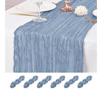 6 Pcs Dusty Blue Table Runner 10Ft Cheesecloth Table Runner 21x120 inch Rustic Gauze Table Runners Romantic Long Sheer Fabric Cheese Cloth Table Runners for Wedding Party Bridal Baby Shower