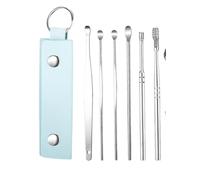 6 Pcs Ear Pick Earwax Removal Kit, Spiral and Spring Ear Cleaner Tool Set, Stainless Steel Earwax Removal Tool with Portable Storage Box for Kids Adults (Blue)